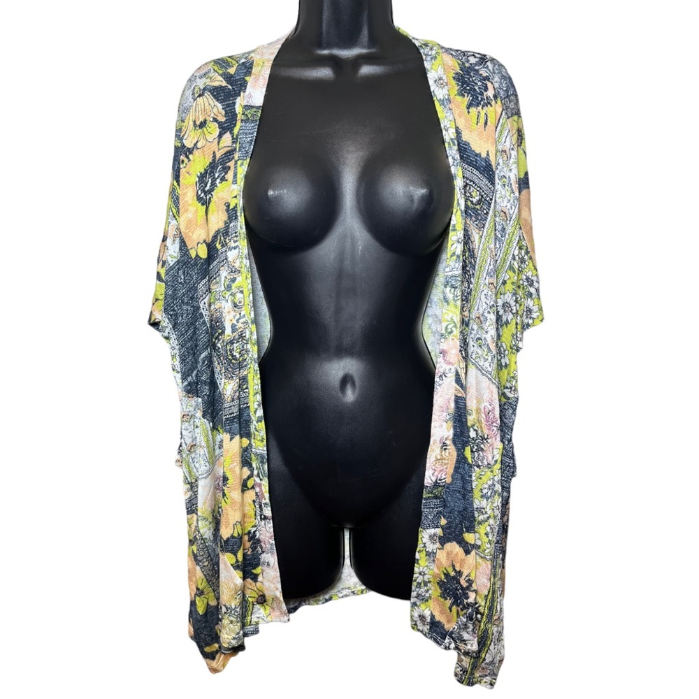 Maurice’s Multi Floral Pattern Cropped Sleeve Oversized Flowy Cardigan
